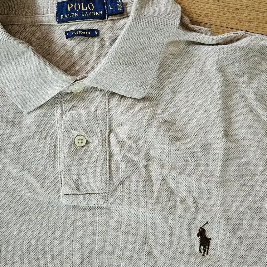 [BUNJANG] Polo Ralph Lauren Oatmeal Custom Fit Polo Shirt / 폴로 랄프로렌 반팔 카라티 L 오트밀 커스텀핏