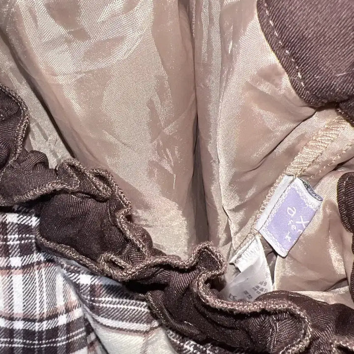 [BUNJANG] Axis Farm Latte Girl Choco Romantic Shushurun Brown Lace Check Skirt / 엑시즈팜 라떼갸루 초코 로맨틱 슈슈룬 브라운 레이스 체크스커트 핀터