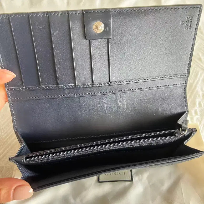 [BUNJANG] Gucci GG Navy Long Wallet / 구찌 GG 심블 네이비 장지갑 / 남녀공용 / 더스트백 포함