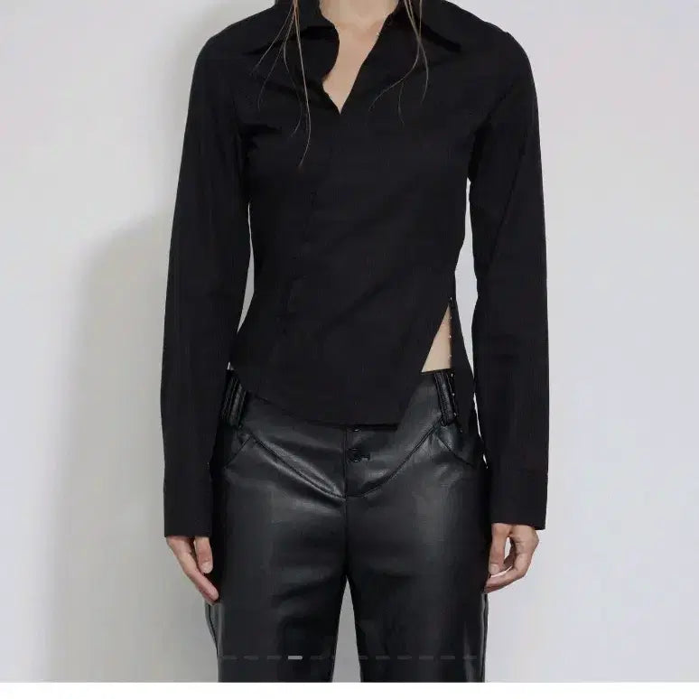 [BUNJANG] Bohemian Seoul Diagonal Slim Fit Shirt Black / 보헤미안서울 다이애그널 슬림핏 셔츠 블랙