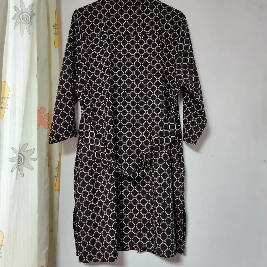 [BUNJANG] Andy &amp; Karen Pattern Black Long Shirt Dress / 앤디앤카렌 패턴 블랙 롱 셔츠 원피스 F