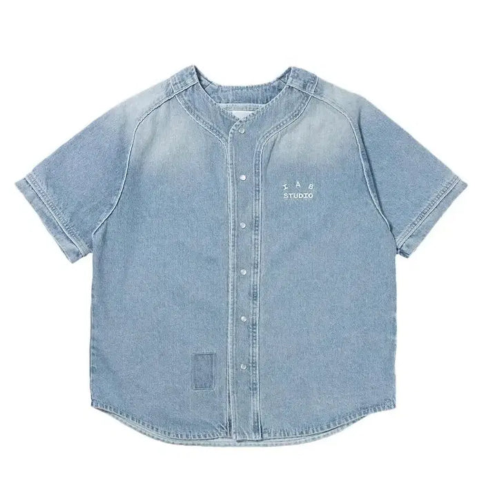 [BUNJANG] IAB Studio Denim Baseball Jersey XXL / IAB STUDIO  데님 베이스볼 저지 블루 XXL