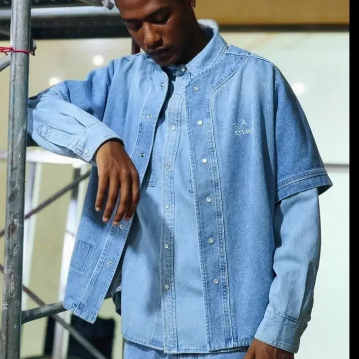 [BUNJANG] IAB Studio Denim Baseball Jersey XXL / IAB STUDIO  데님 베이스볼 저지 블루 XXL