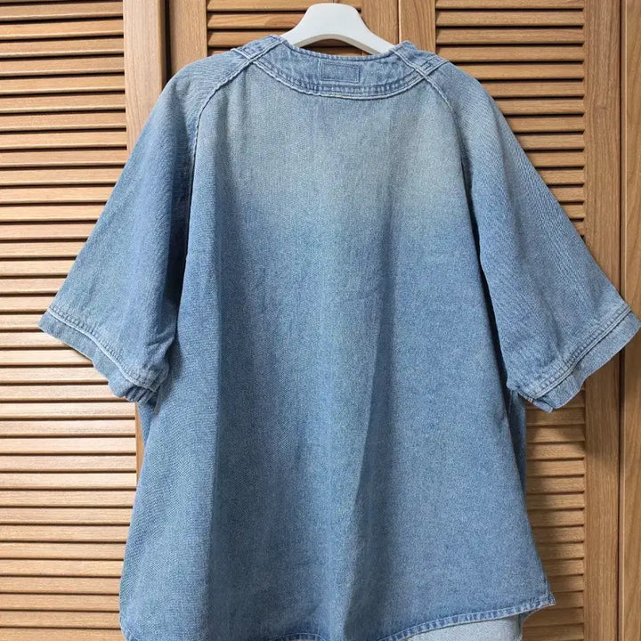 [BUNJANG] IAB Studio Denim Baseball Jersey XXL / IAB STUDIO  데님 베이스볼 저지 블루 XXL