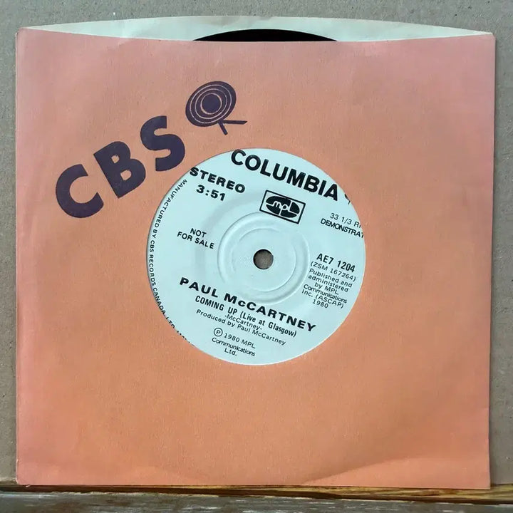 [BUNJANG] Paul McCartney Coming Up (Live At Glasgow) 7-inch EP 1980 Original Promo / (7인치 EP) Paul McCartney - 1980년 PROMO 초반