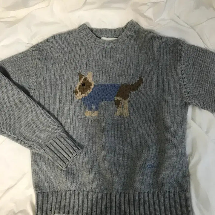 [BUNJANG] Mori Girl Dog Knit Sweater / 강아지 니트 그레이 모리걸
