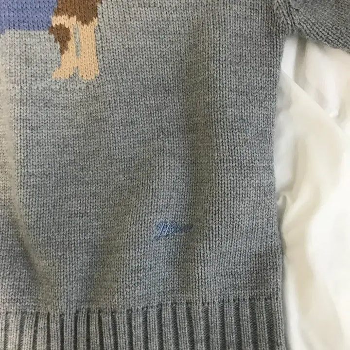 [BUNJANG] Mori Girl Dog Knit Sweater / 강아지 니트 그레이 모리걸