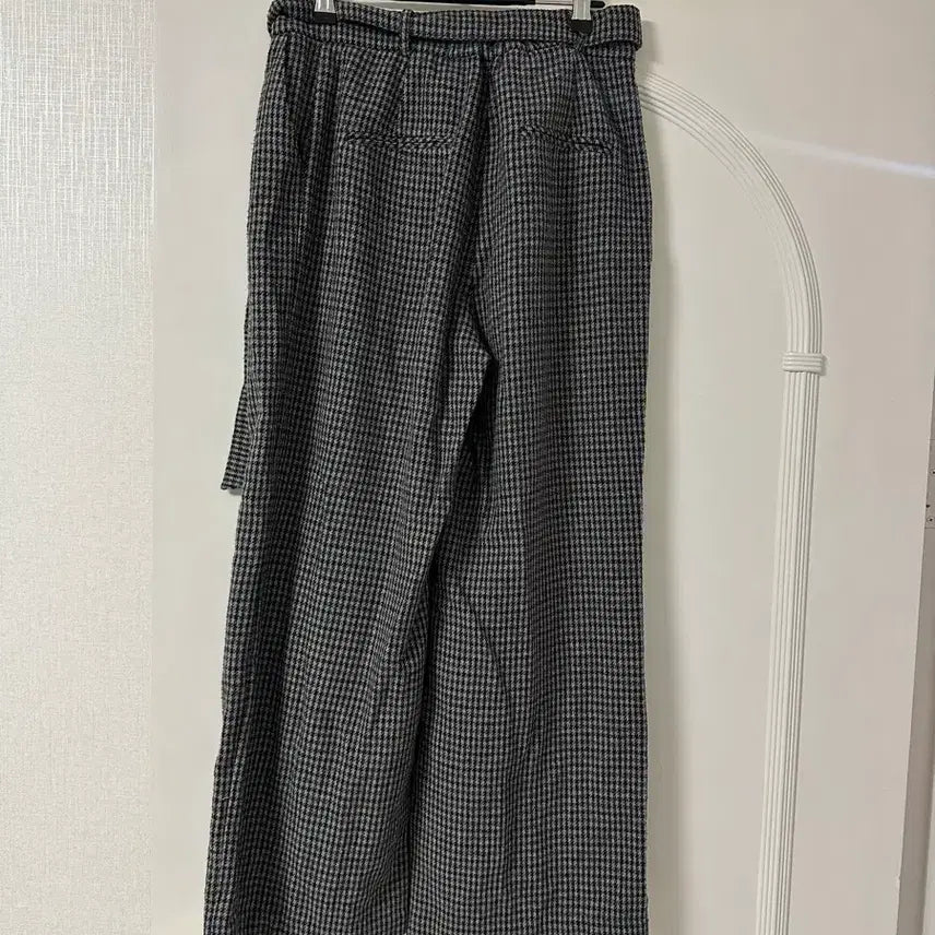 [BUNJANG] Indie Brand Checkered Belted Wide Winter Pants / 인디브랜드 체크 벨트 겨울 와이드 팬츠