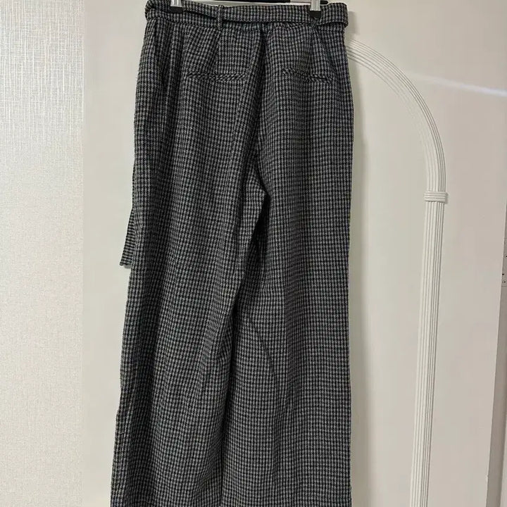 [BUNJANG] Indie Brand Checkered Belted Wide Winter Pants / 인디브랜드 체크 벨트 겨울 와이드 팬츠