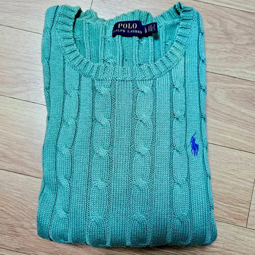 [BUNJANG] Polo Ralph Lauren Cable Knit Sweater Mint / 폴로 랄프로렌 케이블 니트 민트색
