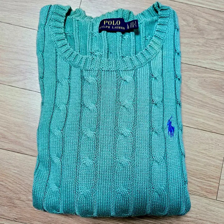 [BUNJANG] Polo Ralph Lauren Cable Knit Sweater Mint / 폴로 랄프로렌 케이블 니트 민트색