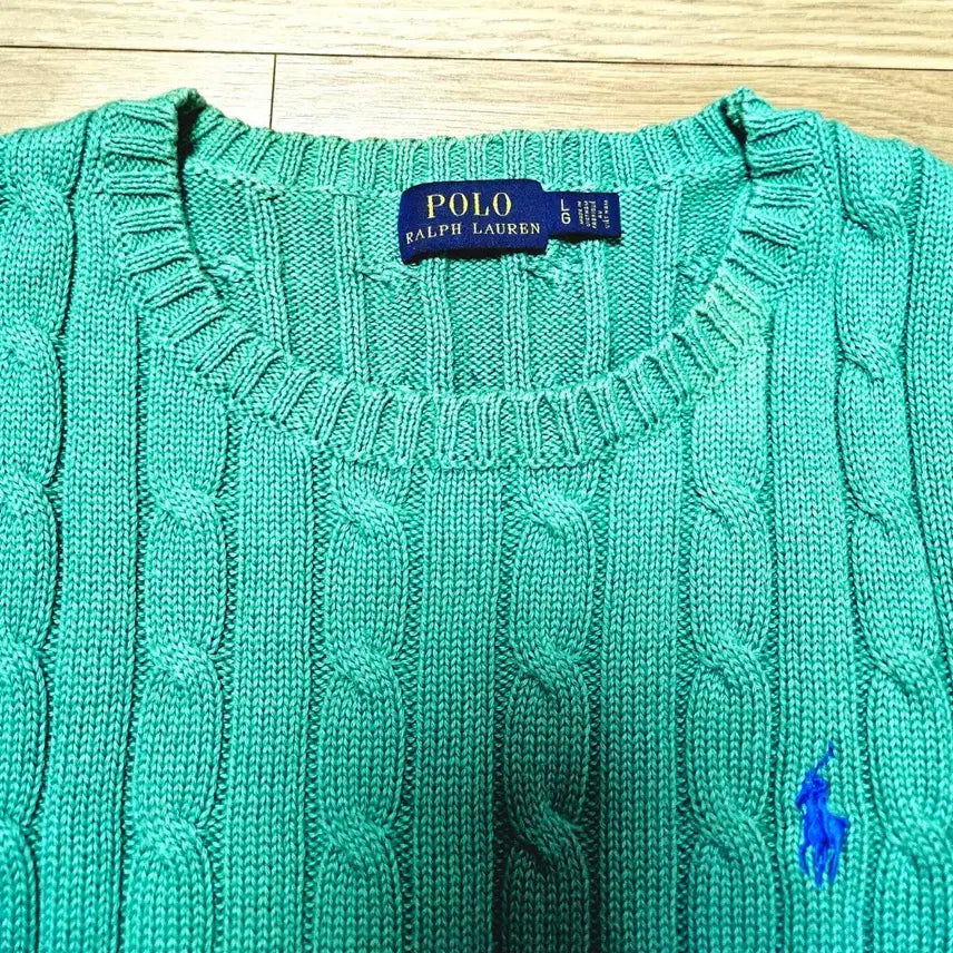 [BUNJANG] Polo Ralph Lauren Cable Knit Sweater Mint / 폴로 랄프로렌 케이블 니트 민트색