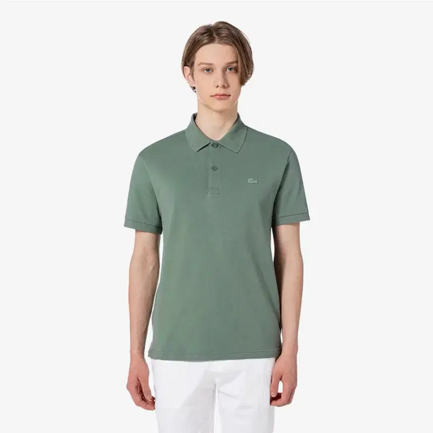 [BUNJANG] Lacoste Polo Shirt Dark Khaki / 미개봉 라코스테 컬러크록 폴로 피케티 반팔 100 다크카키