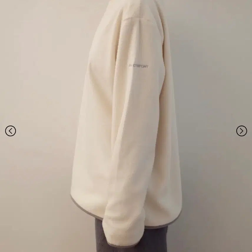 [BUNJANG] Jichoi Comfort 25-004 Fleece Long Sleeve Ivory Top / 지초이 컴포트 25-004 플리스 롱 슬리브 아이보리 1사이즈
