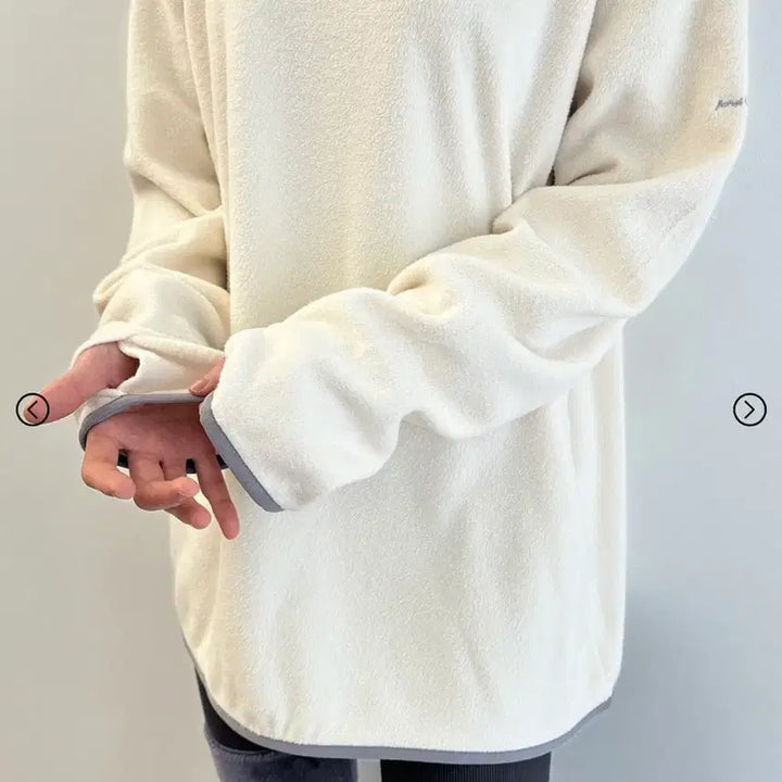 [BUNJANG] Jichoi Comfort 25-004 Fleece Long Sleeve Ivory Top / 지초이 컴포트 25-004 플리스 롱 슬리브 아이보리 1사이즈