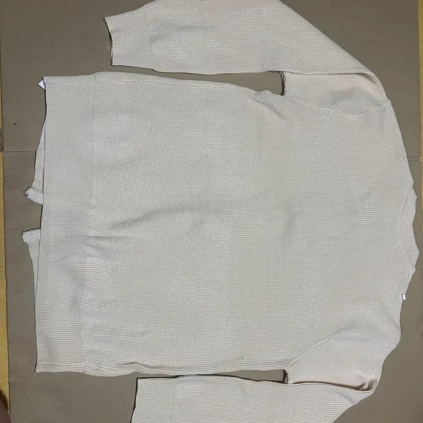 [BUNJANG] Unused Ivory Zip-up Knit Sweater / 미사용 남성 아이보리 집업 니트 스웨터
