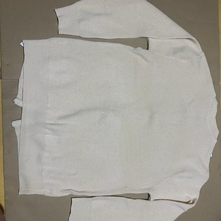 [BUNJANG] Unused Ivory Zip-up Knit Sweater / 미사용 남성 아이보리 집업 니트 스웨터