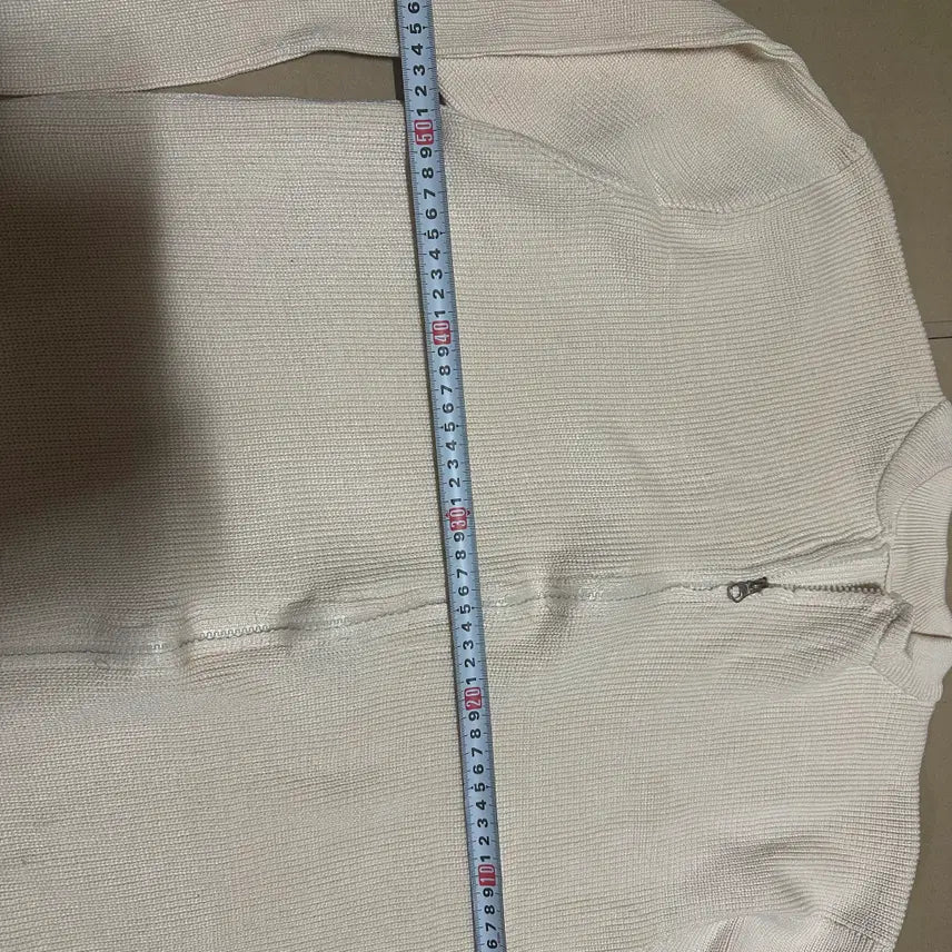 [BUNJANG] Unused Ivory Zip-up Knit Sweater / 미사용 남성 아이보리 집업 니트 스웨터