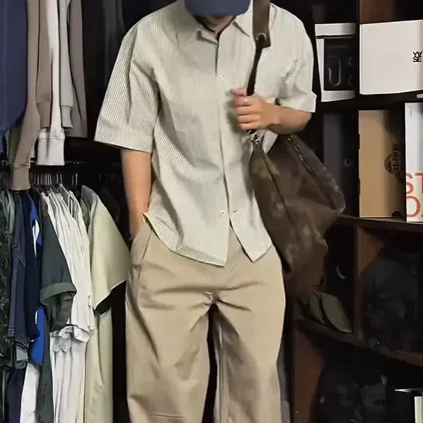 [SOLD OUT] 스트라이프 시어서커 셔츠 (아이보리 L 사이즈)