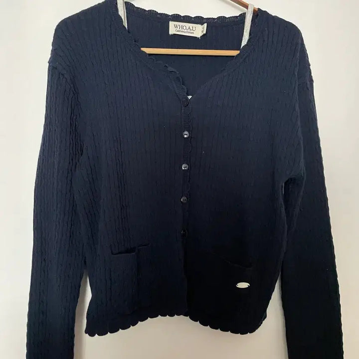 [BUNJANG] Who.A.U Cable Knit Cardigan &amp; Tank Top Set - Navy - M Size / 후아유 케이블 가디건 + 나시 / M