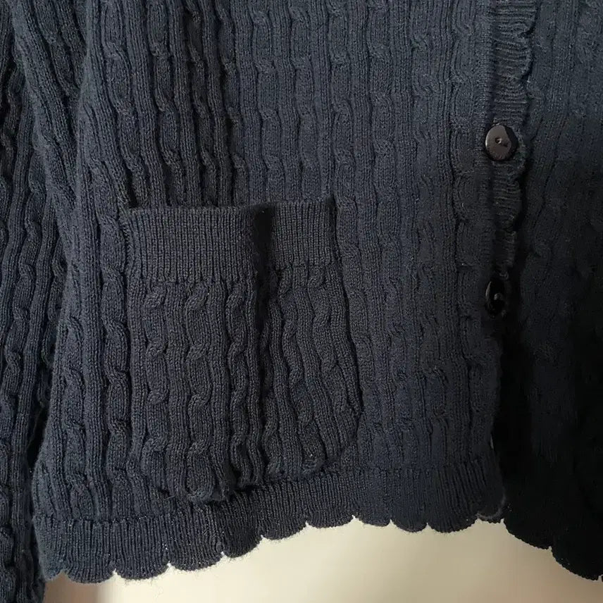 [BUNJANG] Who.A.U Cable Knit Cardigan &amp; Tank Top Set - Navy - M Size / 후아유 케이블 가디건 + 나시 / M
