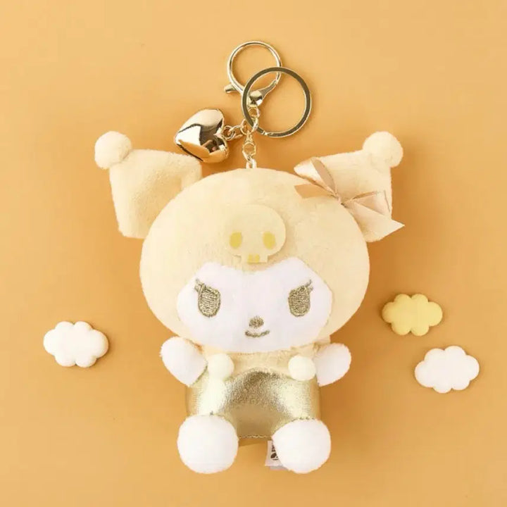 [BUNJANG] Kuromi Heart Charm Spring Kuromi Keyring Doll / 골드 하트 쿠로미 / 봄 쿠로미 / 쿠로미 키링 / 쿠로미 인형