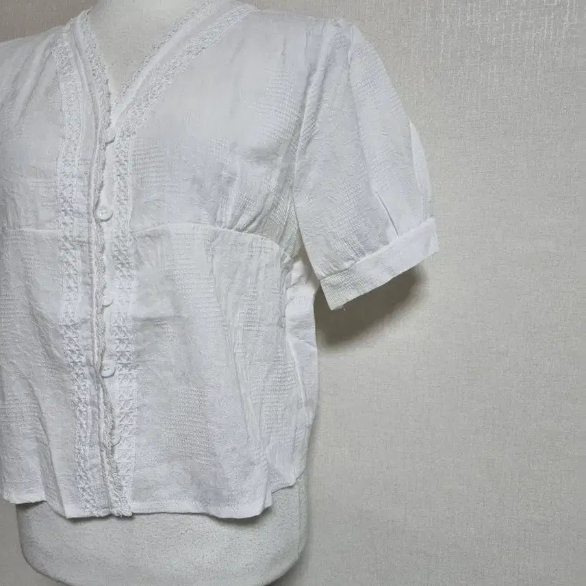 [BUNJANG] Linen Knit Crop Blouse / BL182 린넨뜨개크롭블라우스