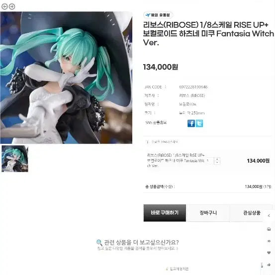 [BUNJANG] Fantasia Witch Miku Figure Liboss / 판타지아 위치 미쿠 피규어 리보스