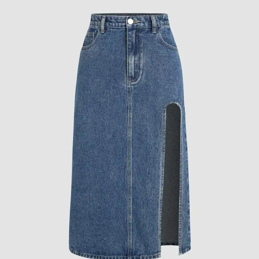 [BUNJANG] Denim Long Skirt / 청데님 트임 롱 스커트