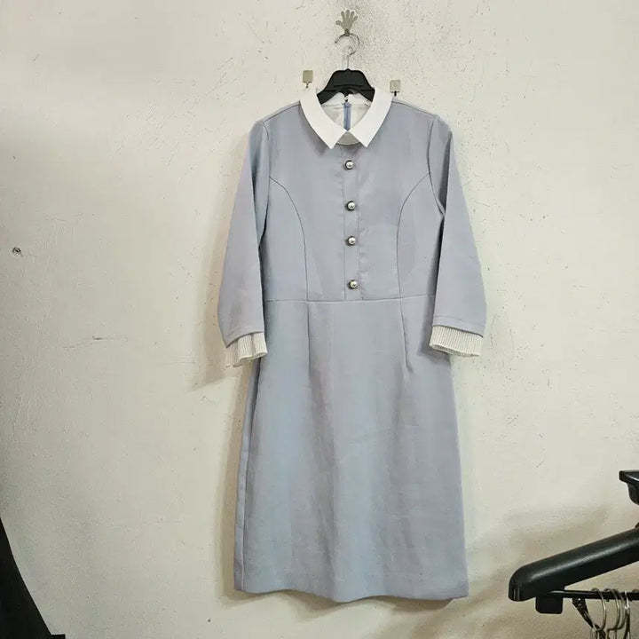 [BUNJANG] Color Block Dress Sky Blue / 칼라 배색 원피스 하늘색