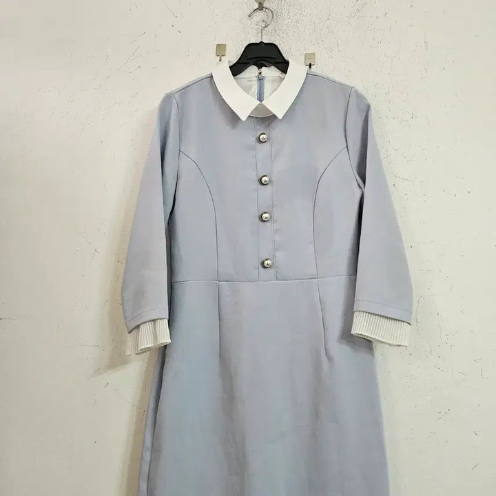 [BUNJANG] Color Block Dress Sky Blue / 칼라 배색 원피스 하늘색
