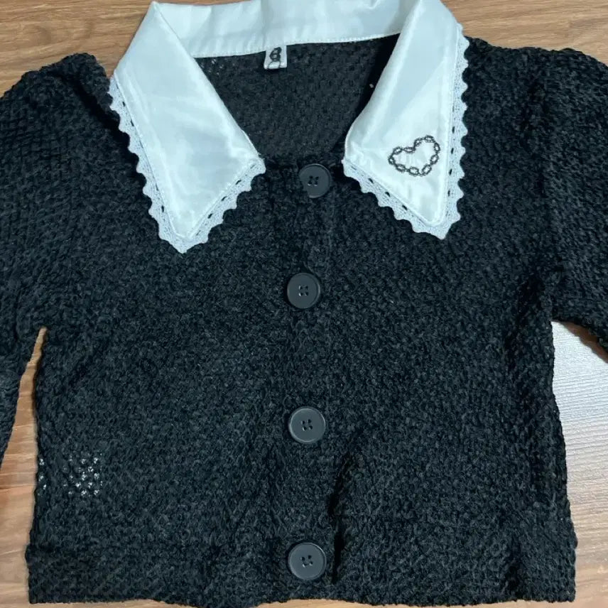 [BUNJANG] Black Lace Collar Crop Cardigan / 레이스 칼라 블랙 가디건