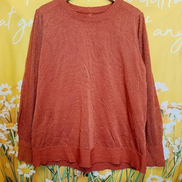 [BUNJANG] Orange Gold Metallic Long Sleeve Knit Top 77 / 오렌지색 펄감 얇은 긴팔 니트77