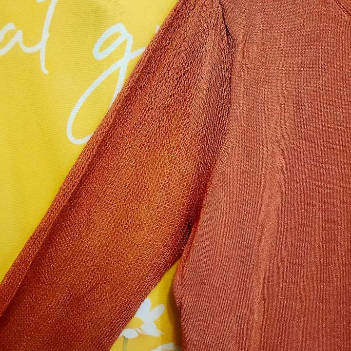[BUNJANG] Orange Gold Metallic Long Sleeve Knit Top 77 / 오렌지색 펄감 얇은 긴팔 니트77