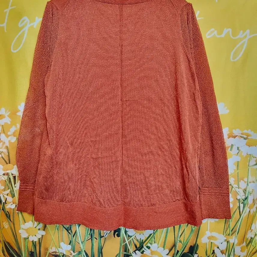 [BUNJANG] Orange Gold Metallic Long Sleeve Knit Top 77 / 오렌지색 펄감 얇은 긴팔 니트77
