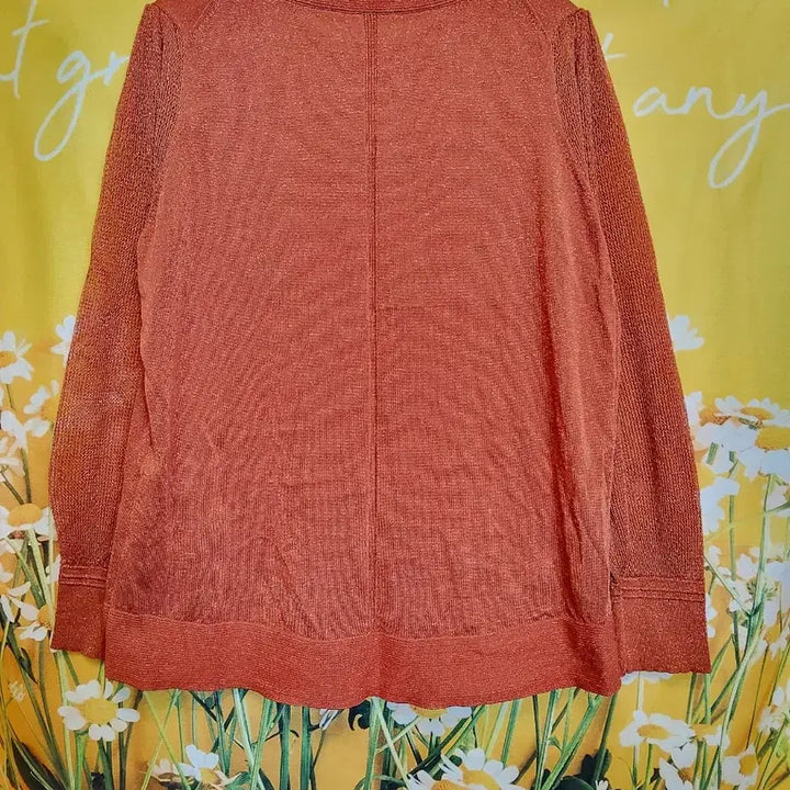 [BUNJANG] Orange Gold Metallic Long Sleeve Knit Top 77 / 오렌지색 펄감 얇은 긴팔 니트77