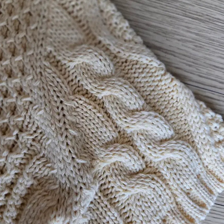 [BUNJANG] Ivory Cable Knit Short Sleeve Sweater / 아이보리 케이블 반팔 니트