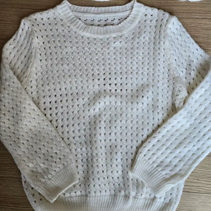 [BUNJANG] Ivory Crochet Knit Long Sleeve / 아이보리색 크로셰 니트 긴팔