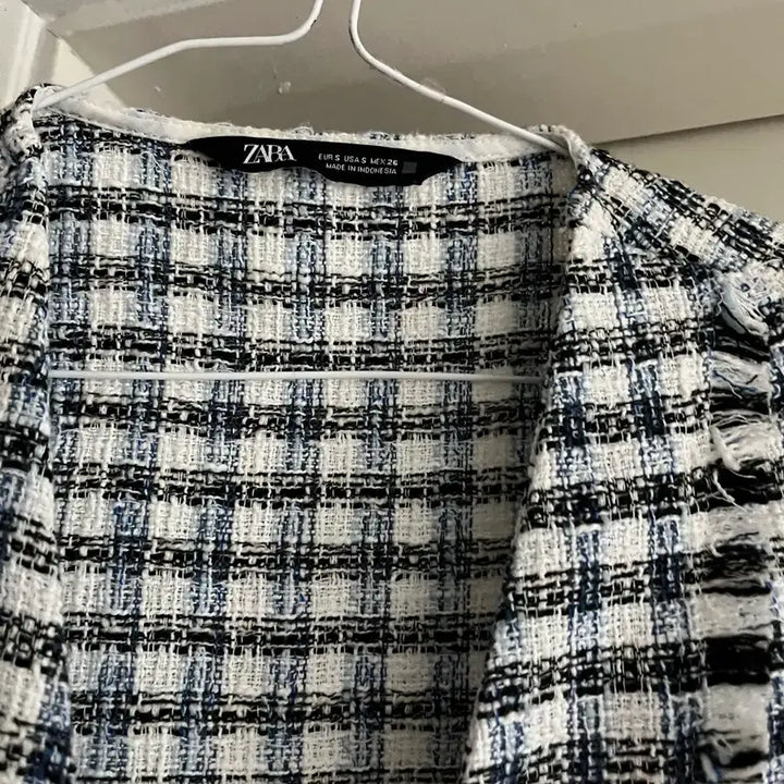 [BUNJANG] ZARA Tweed Check Top Blouse / 자라 체크 트위드 탑