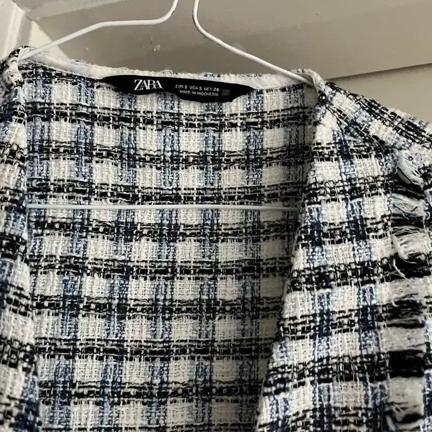 [BUNJANG] ZARA Tweed Check Top Blouse / 자라 체크 트위드 탑