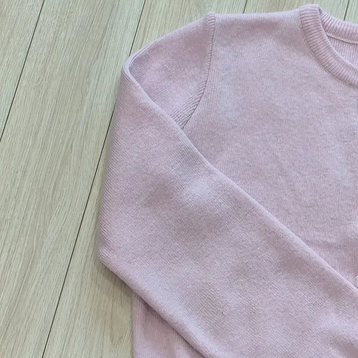 [BUNJANG] Round Neck Long Sleeve Button Cardigan - Light Pink / 라운드넥 단추 긴팔 가디건 연핑크