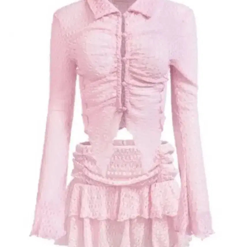 [BUNJANG] Expired Girl Chloe Lace Set Pink (Size S) / 익스파이어드걸 클로이 레이스 셋업 핑크 s사이즈