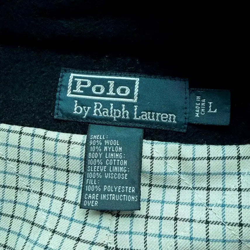 [BUNJANG] Polo Ralph Lauren Classic Leather Trimmed Caban Coat / 폴로 랄프로렌 클래식 가죽카라 카반코트 손목 레더트리밍 버전
