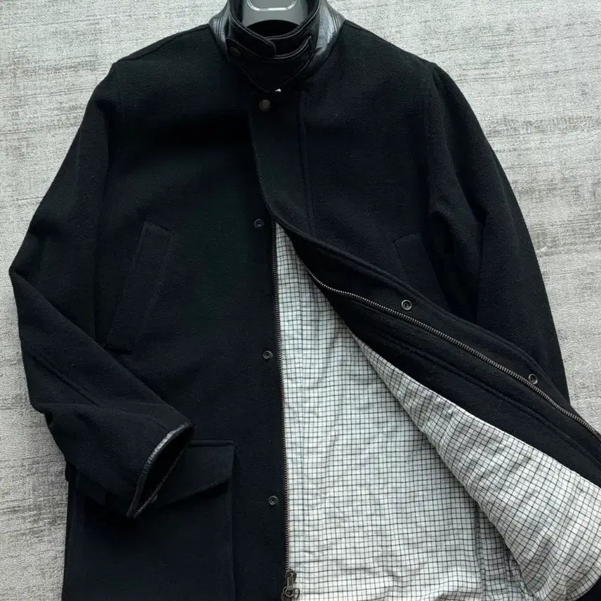 [BUNJANG] Polo Ralph Lauren Classic Leather Trimmed Caban Coat / 폴로 랄프로렌 클래식 가죽카라 카반코트 손목 레더트리밍 버전