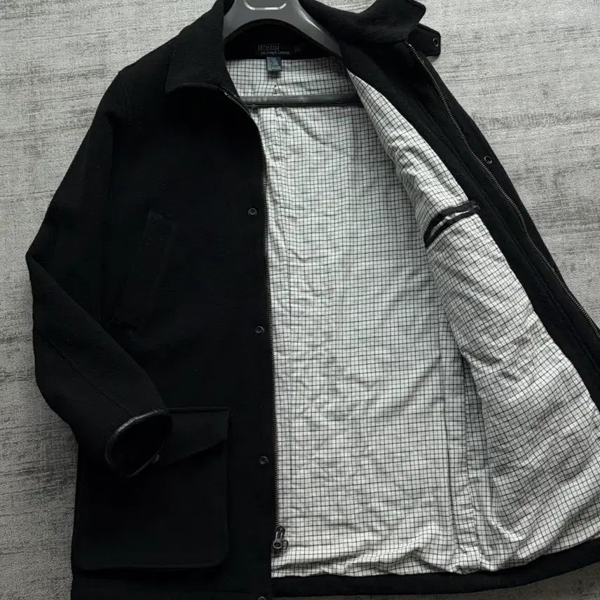 [BUNJANG] Polo Ralph Lauren Classic Leather Trimmed Caban Coat / 폴로 랄프로렌 클래식 가죽카라 카반코트 손목 레더트리밍 버전