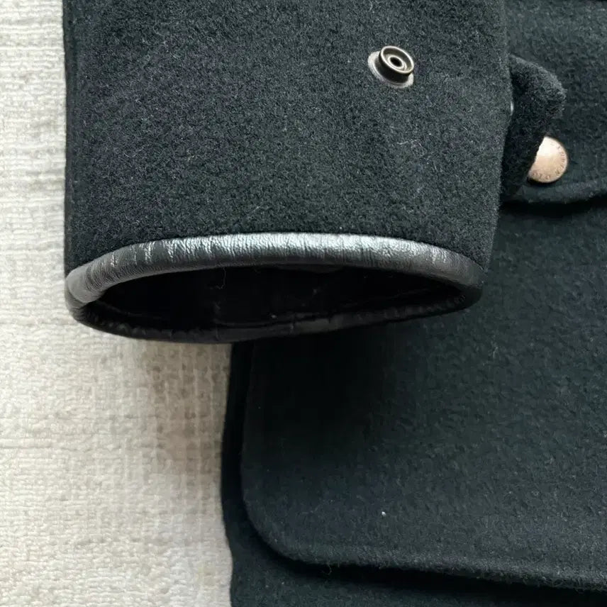 [BUNJANG] Polo Ralph Lauren Classic Leather Trimmed Caban Coat / 폴로 랄프로렌 클래식 가죽카라 카반코트 손목 레더트리밍 버전