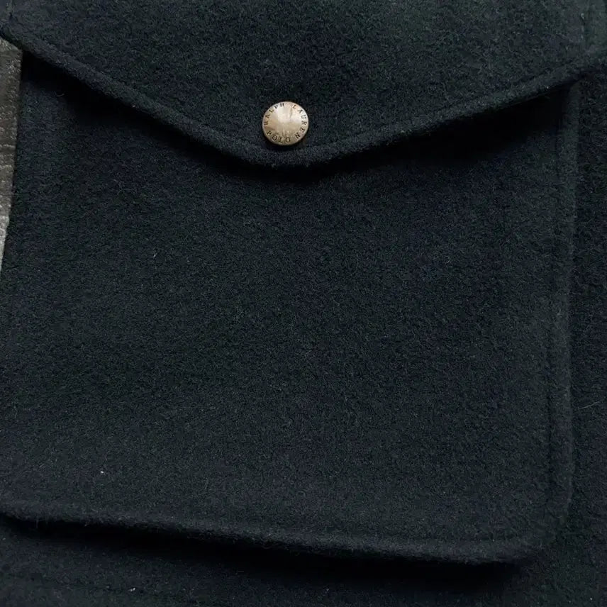 [BUNJANG] Polo Ralph Lauren Classic Leather Trimmed Caban Coat / 폴로 랄프로렌 클래식 가죽카라 카반코트 손목 레더트리밍 버전