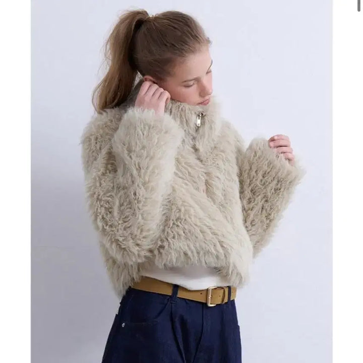 [BUNJANG] Mymurmur Cropped Faux Fur Jacket / 뮈르뮈르 퍼자켓