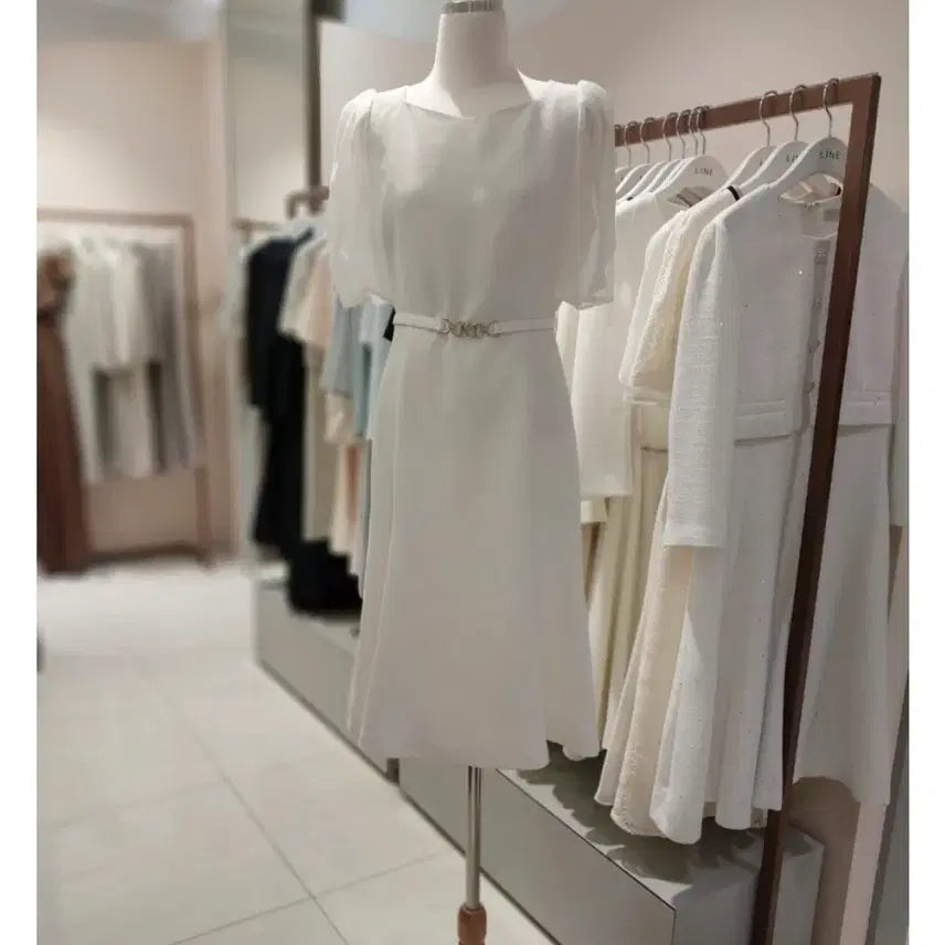 [SOLD OUT] 라인어디션 시스루 슬리브 v넥 원피스