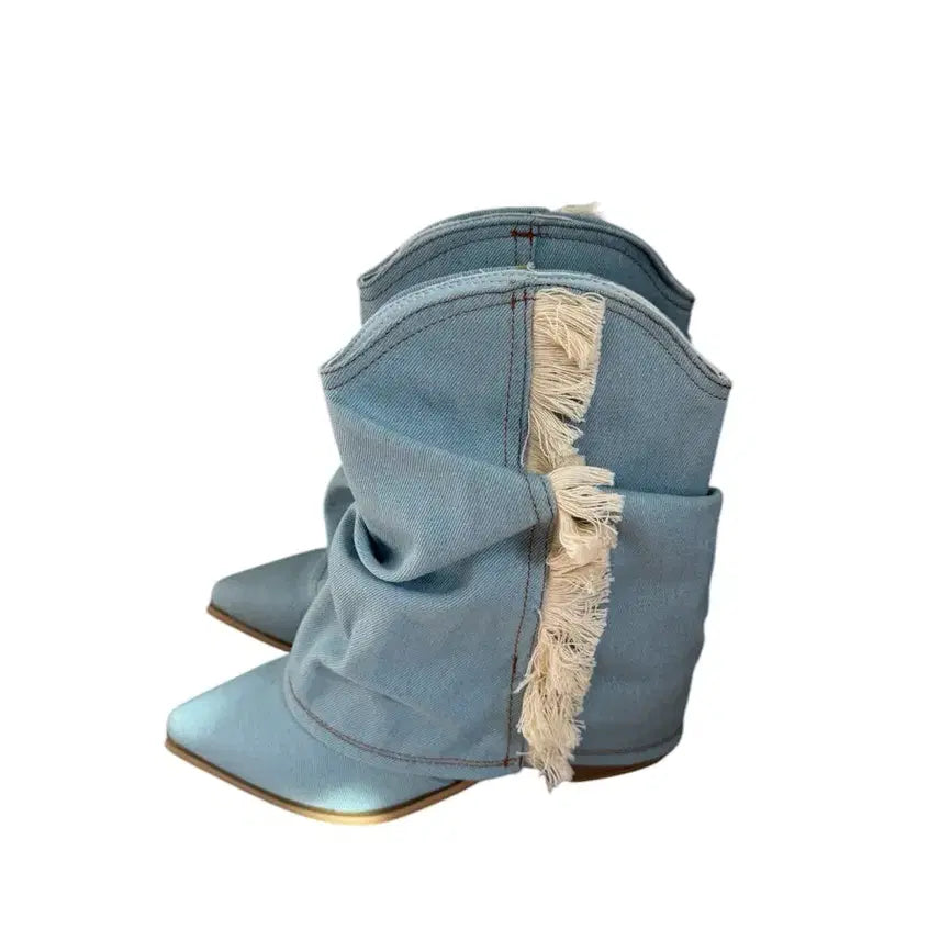 [BUNJANG] Denim Slouch Middle Boots / 새상품) 데님 슬라우치 미들 부츠